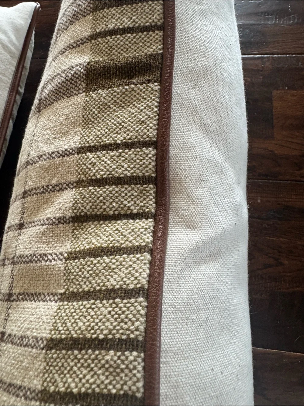 Hearth & Hand Plaid Throw Pillow Pair in Brown Beige and Olive Green